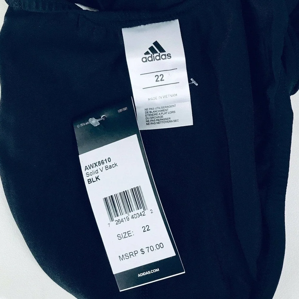 Adidas - Women’s Solid V Back One Piece Swimsuit‎  - Sz. S/22